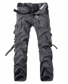 Men's Multi-pocket Cargo Pants Washed Hot Sale Cargo Pants (Option: Grey-29-Without belt)